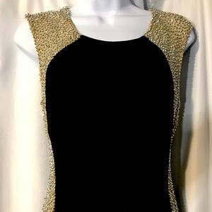 Red Carpet, Oscar Worthy Black & Nude Beaded Evening Dress by Xscape in Size 4